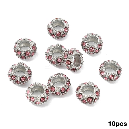 10Pcs Alloy Rhinestone European Beads CPDL-YW0001-02H-1