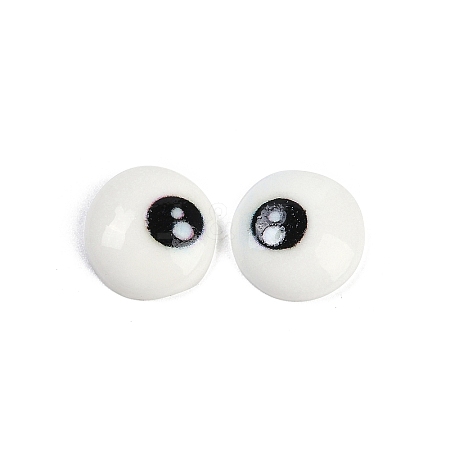 White and Black Flat Round Cartoon Resin Cabochons LS-CRES-Q009-01G-1