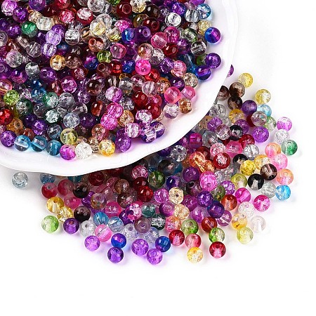 Baking Paint Transparent Crackle Glass Beads X1-DGLA-Q018-4mm-M01-1