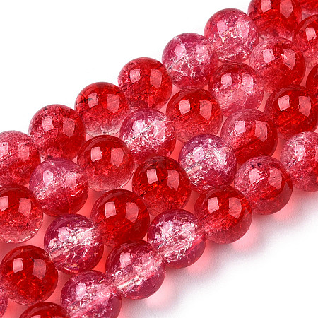 Transparent Crackle Baking Paint Glass Beads X1-DGLA-T003-01C-08-1