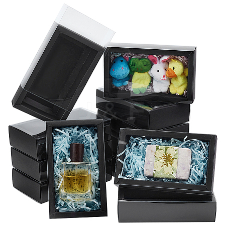 Foldable Creative Kraft Paper Drawer Boxes with Clear PVC Cover Sheet LS-CON-WH0113-09A-1