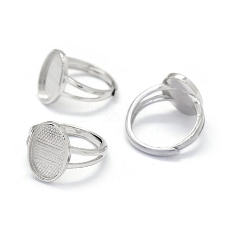 Adjustable Rhodium Plated 925 Sterling Silver Finger Ring Components STER-E061-12P-1