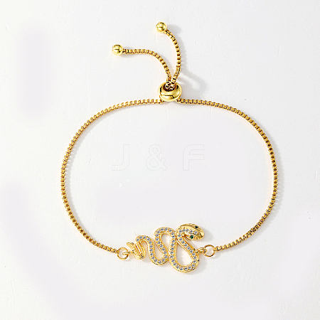 Link Brass Micro Pave Cubic Zirconia Slider Bracelets CY1858-1-1