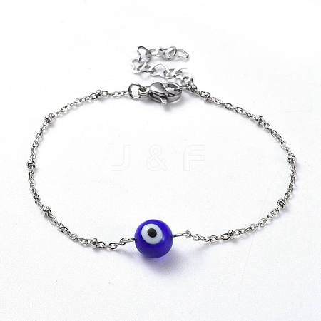 Handmade Lampwork Evil Eye Beads Beaded Bracelets BJEW-JB04462-02-1