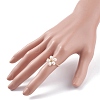 Flower Copper Wire Wrapped Pearl Finger Rings RJEW-TA00027-3
