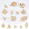 10Pcs 5 Style Brass Stud Earring Findings KK-CA0002-05-4
