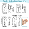 20Pcs 4 Styles Zinc Alloy Keychain Clasps FIND-SP0004-22-2