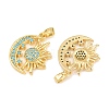 Brass Micro Pave Sky Blue Cubic Zirconia Pendants CU-CBAA571-04G-2