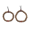 2Pcs 2 Styles Natural Carnelian & Wood Round Beaded Stretch Bracelets Sets for Men Women BJEW-JB12346-2