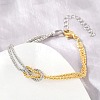 Duo Tone Brass Chain Knot 2-Strand Bracelets for Women KK-CBA68DA-17A-GP-2