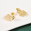 Brass ABS Plastic Pearl Heart Stud Earrings EJEW-L275-14G-02-2