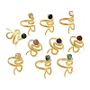 316 Stainless Steel with Natural Mixed Gemstone Cuff Rings RJEW-Z098-01G-07-4