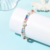 7.5MM Faceted Round Natural Agate(Dyed & Heated) & Natural Freshwater Pearl Beaded Bracelets BJEW-JB14173-2
