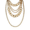 Punk Alloy & Aluminum Cuban Link Chain Multi Layered Necklaces for Women FS-WG4574A-01-2