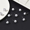 SHEGRACE Brass ABS Imitation Pearl Half Round Stud Earring Findings XGR0100P-119P-4