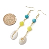Cowrie Shell and Synthetic Turquoise & Natural Mashan Jade Dangle Earrings for Women EJEW-JE05814-3