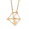 Brass Macrame Pouch Natural Amethyst Inside & 304 Stainless Steel Pendant Necklaces for Women NJEW-JN05607-03-6
