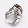 Natural Tiger Eye Wide Band Finger Rings RJEW-K224-A18-2
