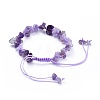 Adjustable Natural Amethyst Chip Beads Braided Bead Bracelets BJEW-JB04392-02-3