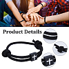 12Pcs Square with Cross Alloy Braided Bead Bracelets BJEW-DC0001-18-4