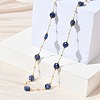 Natural Sodalite Faceted Flat Round Beaded Chain Necklaces with Matte Brass Beads GG-CBA37F5-01G-07-3