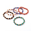 Imitation Wood & Gemstone Style Acrylic Beaded Stretch Bracelets BJEW-JB06229-1