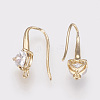 Brass Cubic Zirconia Earring Hooks X-KK-R037-191G-2
