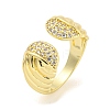 Brass Micro Pave Cubic Zirconia Open Cuff Ring for Women AJEW-U003-12G-1