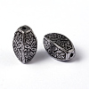 Antique Silver Plated Craved Flower Pattern Acrylic Beads X-PLS012Y-2