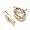 Brass Micro Pave Clear Cubic Zirconia Toggle Clasps KK-T063-97G-NF-3