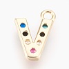 Brass Micro Pave Cubic Zirconia Charms LS-ZIRC-F089-01G-V-2
