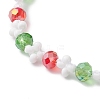 Christmas Handmade Glass Seed & Glass Braided Bead Bracelet BJEW-MZ00249-02-4