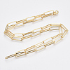 Brass Flat Oval Paperclip Chain Necklace Making MAK-S072-07B-G-2