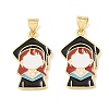 Graduation Season Brass Enamel Pendants KK-CBAF2EC-03G-F01-1