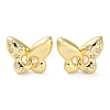 Butterfly with Star Rack Plating Brass Micro Pave Clear Cubic Zirconia Stud Earrings for Women EJEW-A045-06G-2