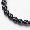 Natural Black Agate(Dyed) Stretch Bracelets G-N0264-02-2