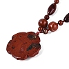 Natural Red Jasper Flower Pendant Necklaces NJEW-N064-08F-4