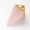 Natural Rose Quartz Point Pendulum Pendants X-G-E301-06G-2