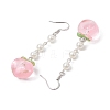 ABS Plastic Imitation Pearl Beads & Resin Peach Dangle Earrings EJEW-JE05834-3