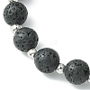 Natural Lava Rock Round & Cross Braided Bead Bracelets BJEW-TA00321-01-3