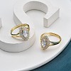 Adjustale Rack Plating Brass Micro Pave Clear Cubic Zirconia Finger Rings for Women RJEW-M028-53G-5