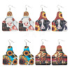 4 Pairs 4 Styles Cattle with Sunflower PU Imitation Leather Cow Tag Dangle Earrings for Women EJEW-TA0001-07-2