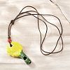Adjustable Sunflower Porcelain Whistle Pendant Waxed Cord Necklaces for Women LS-FB-CBA68CE-01B-1