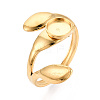 Leaf 304 Stainless Steel Cuff Ring Components STAS-T066-22G-1