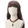 Alloy Gourd Tassel Pendant Necklace with Wood Beaded Chains for Women NJEW-JN04181-6