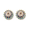 Brass Micro Pave Cubic Zirconia with Glass Bead Caps KK-G420-33G-1