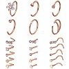 21Pcs 21 Style Clear Cubic Zirconia Flower & Flat Round & Heart Nose Studs & Rings Set JX527A-1