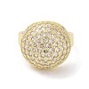 Brass with Cubic Zirconia Open Cuff Rings for Women RJEW-A035-15G-2