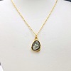 Natural Black Lip Shell 304 Stainless Steel Teardrop Pendant Necklaces for Women WGF5E8A-02-2