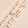 Natural Shell and Plastic Imitation Pearl and Iron Starfish Tassel Double Layer Waist Chains for Women AJEW-CP0011-35A-3